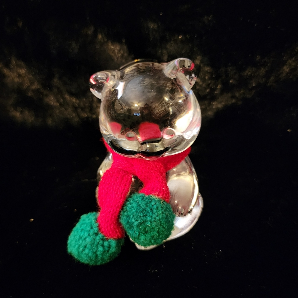 Vintage Fenton Artglass Christmas Bear With Scarf